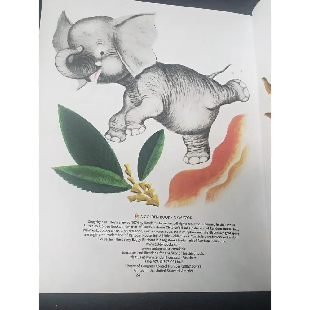 Vintage The Saggy Baggy Elephant, By K & B Jackson The Little Golden Book